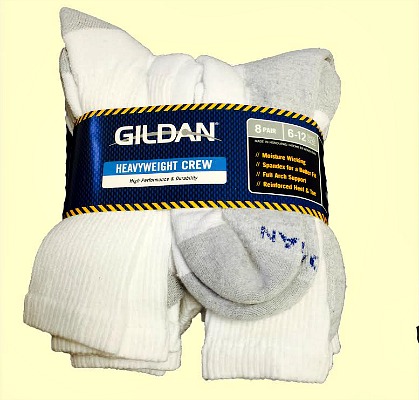 9-GB754 'Gildan' Heavyweight Crew Socks - $4.50 per pack of 8(12 packs)